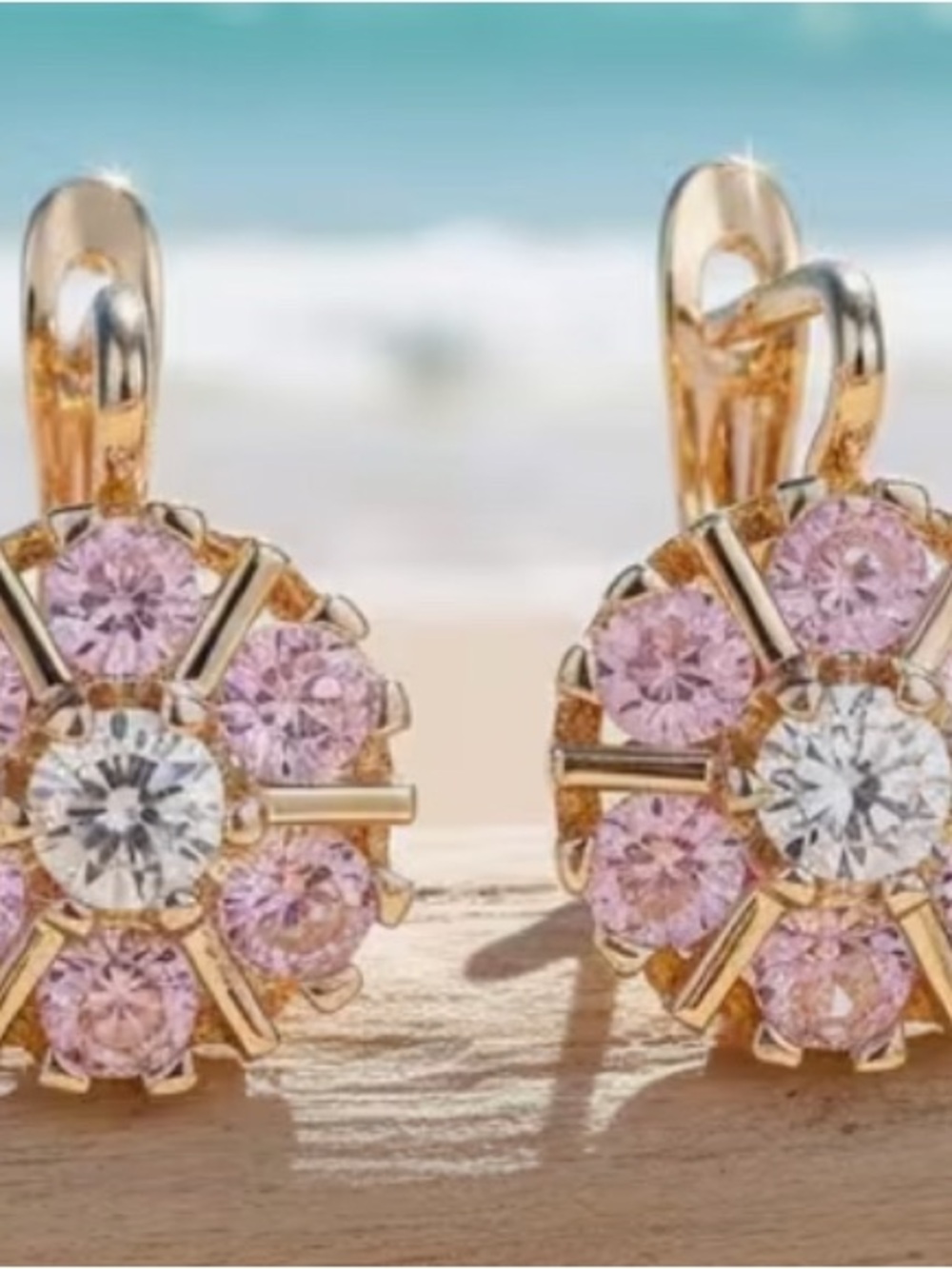Beautiful KC Golden Plated Pink Earrings New